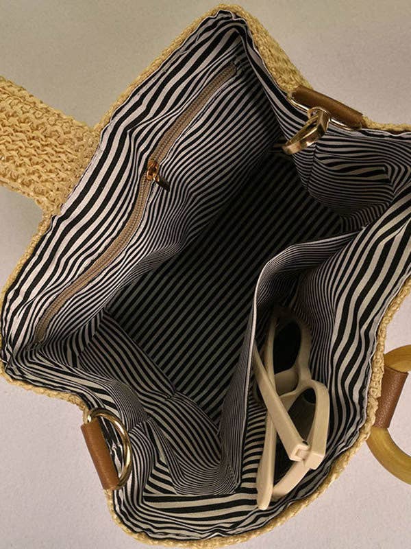 KHAKI Casual Simple Weave Handbag for wholesale on Faire9