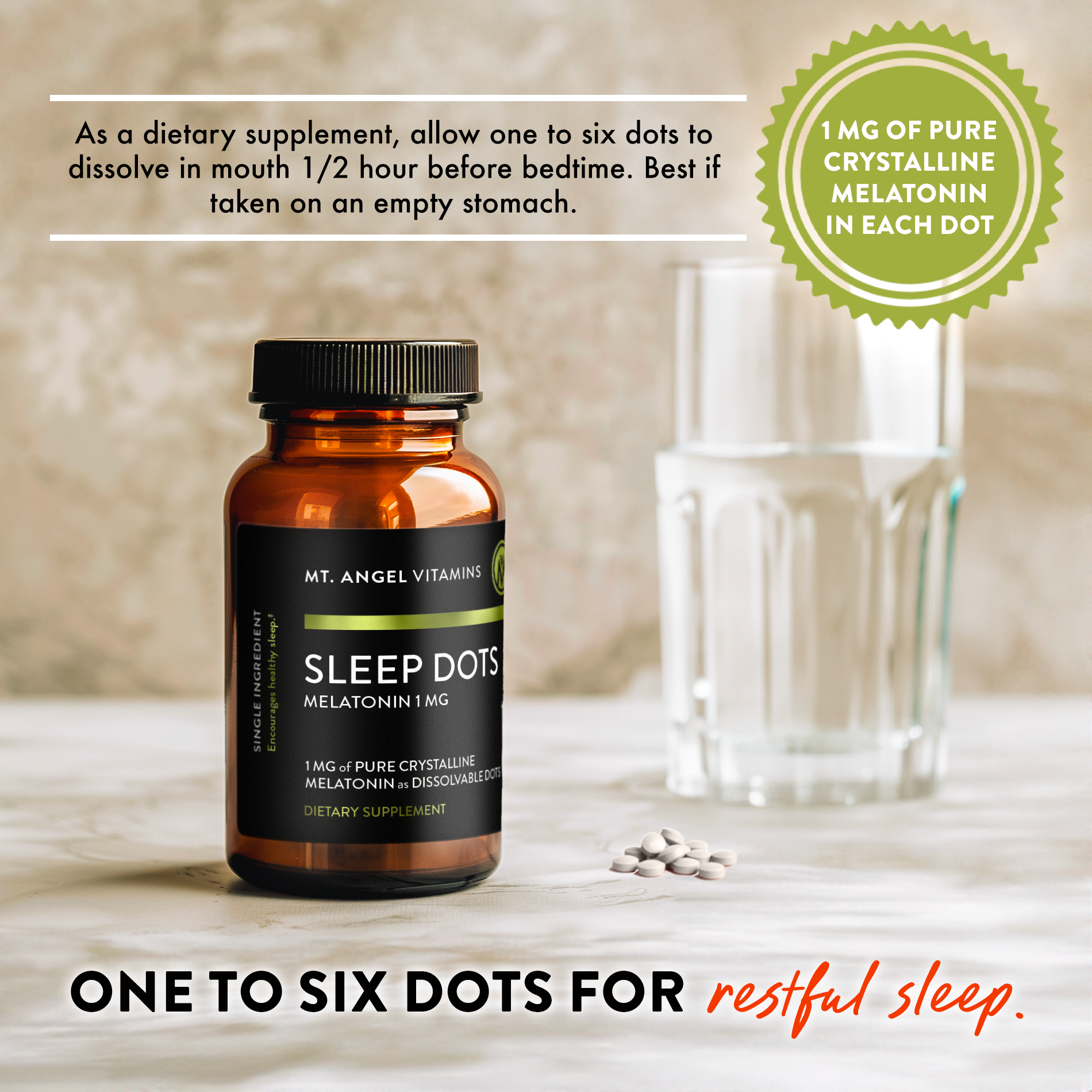 Mt. Angel Vitamins - Wholesale Oral Supplement/Vitamin - Mt. Angel Vitamins' Melatonin Wake/Sleep Dots - 60 Dots6