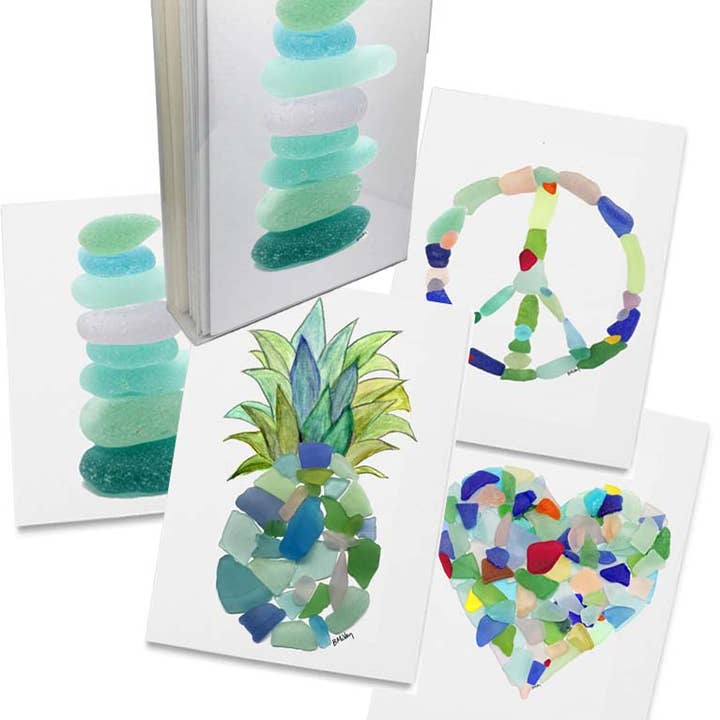 B McVan Designs - Wholesale Stationery/Notecard Set - Sea Glass Box Note Cards Assortment- Coastal