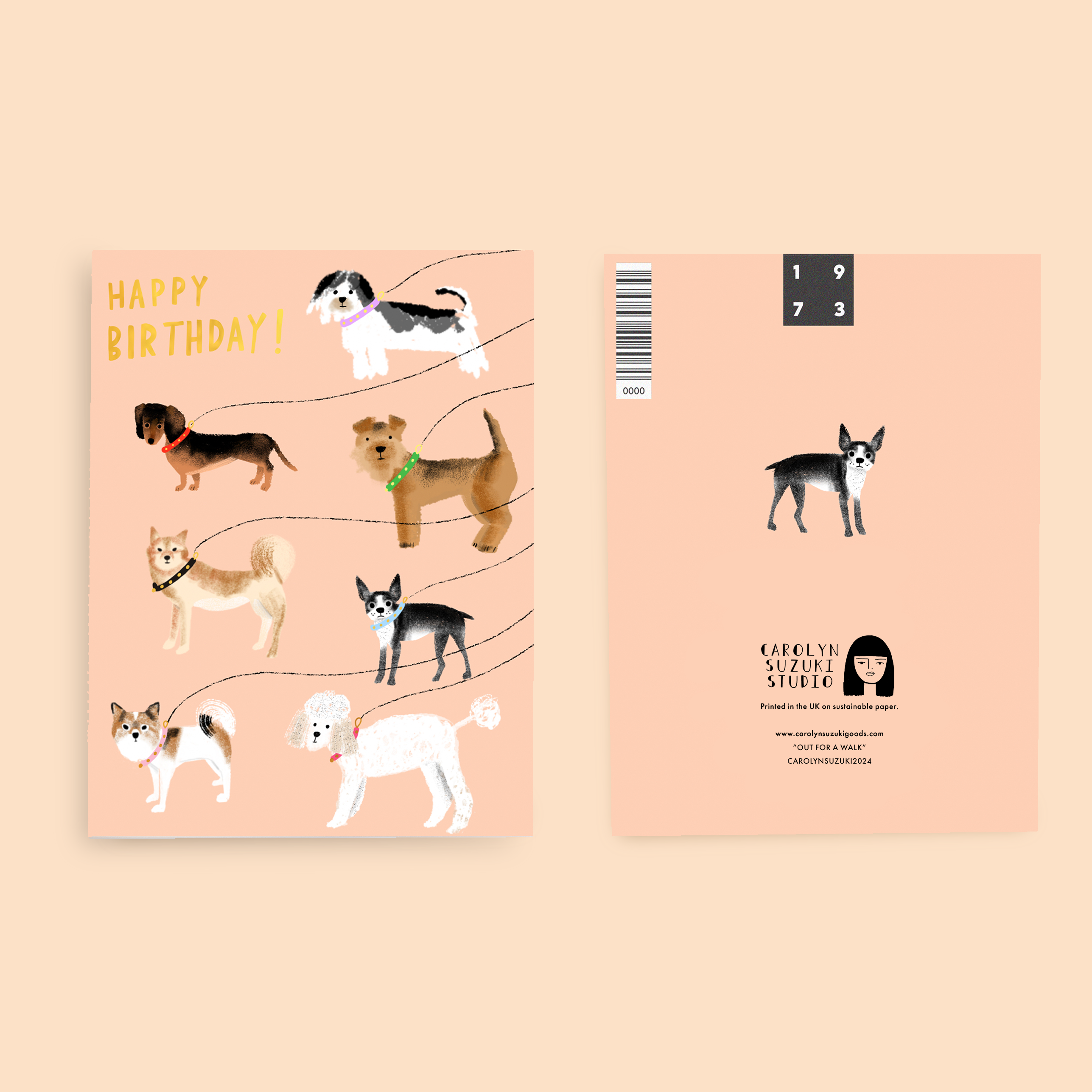 Carolyn Suzuki - Wholesale Birthday Card - OUT FOR A WALK - Birthday Card1