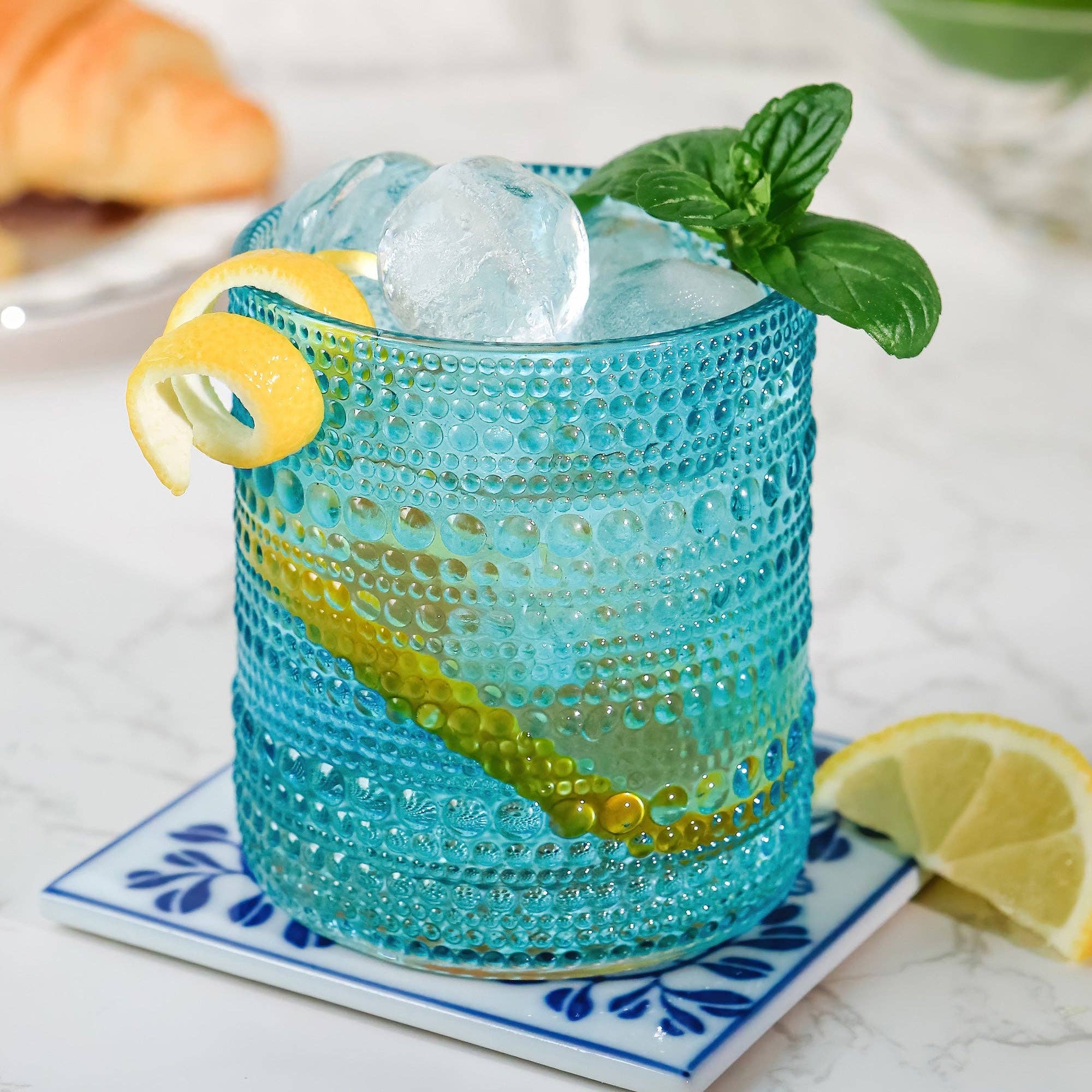 Kate Aspen - Vente Verres à cocktail/alcool - Verre Aqua perlé texturé de 10 oz (ensemble de 6)6