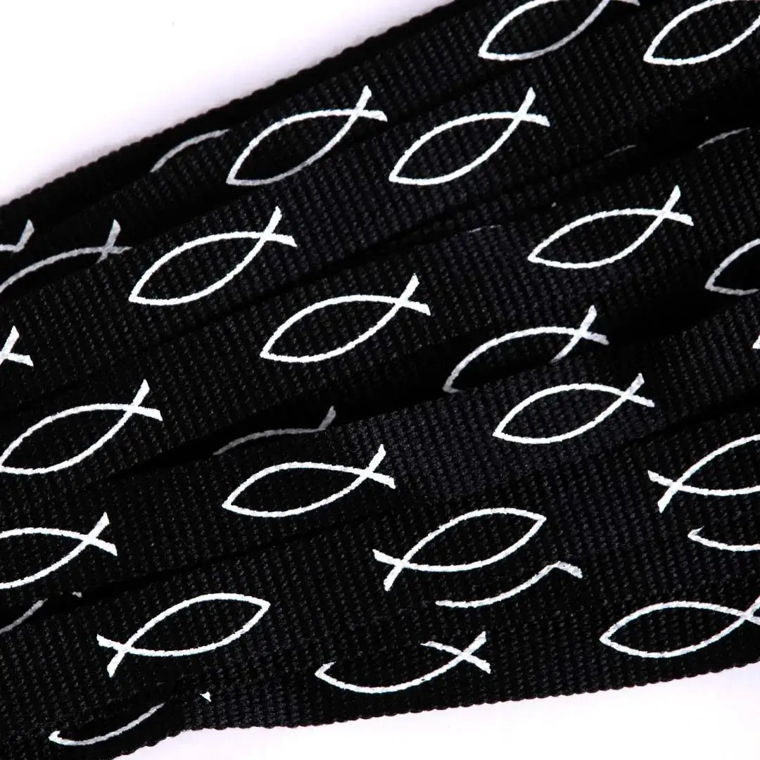 Swanson Christian Products - Wholesale Woven/Braided Bracelet - Bracelet Woven Fish Black Pk486