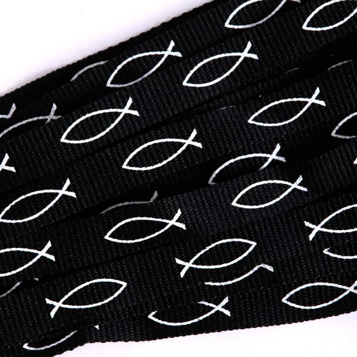 Swanson Christian Products - Wholesale Woven/Braided Bracelet - Bracelet Woven Fish Black Pk486