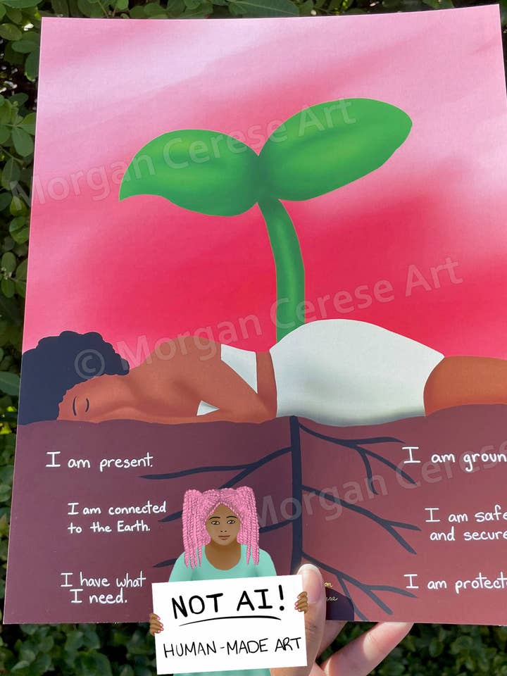 Root Chakra 8"x10" OU 11"x14" Impressão com Arte e Afirmação por atacado de Morgan Cerese Art