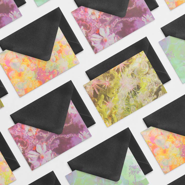 Dream Moss & Floral Risograph Greeting Cards (Variety Pack) for wholesale by Back of Beyond Press