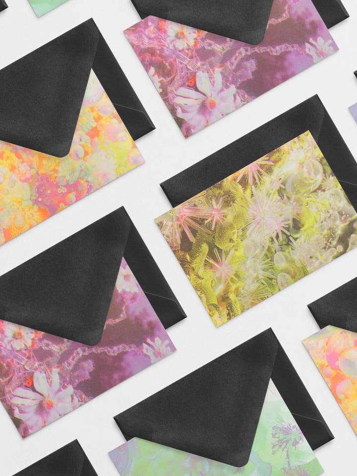 Cartes de vœux Dream Moss & Floral Risograph (lot varié) pour la vente par Back of Beyond Press