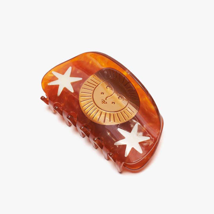 WINONA IRENE - Wholesale Hair Clip - Women's - Hemera Golden Astrology Sun and Stars Shimmer Hair Claw