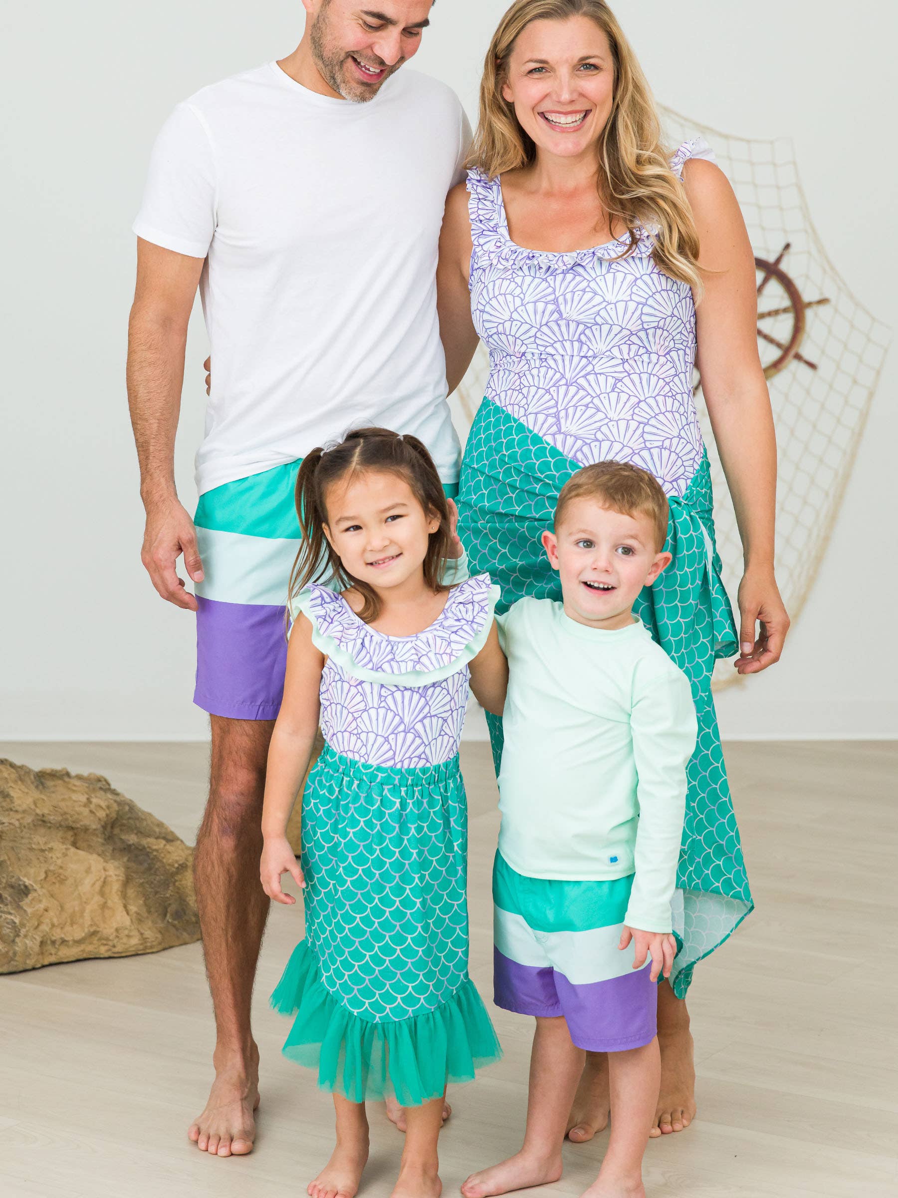White Girls Marine Green Scales Mermaid Tail Skirt Cover-Up for wholesale on Faire6