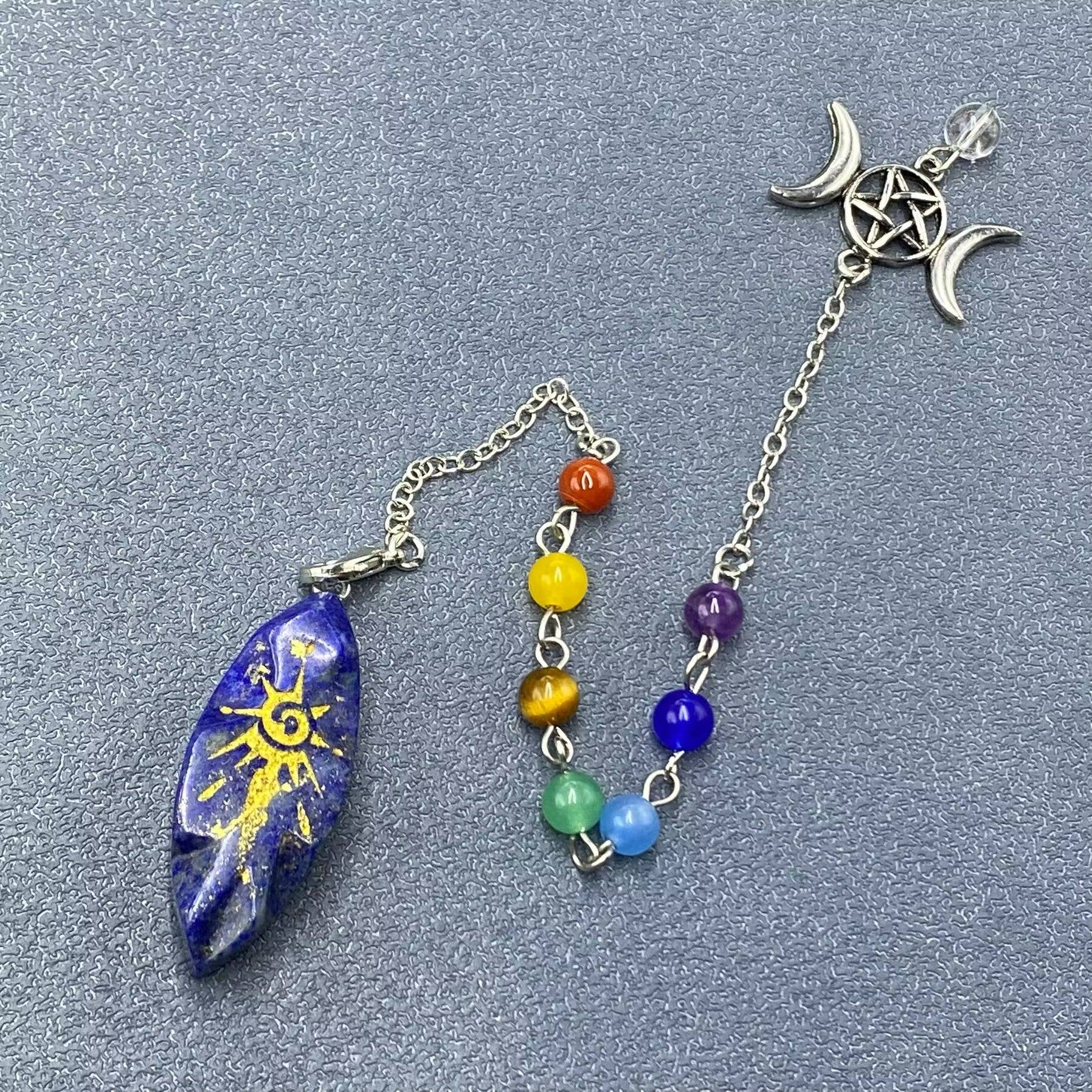 Mio Queena - Wholesale Spiritual Stone/Crystal - Sun Rune Natural Stone Crystal Pendant Pendulum - CS0