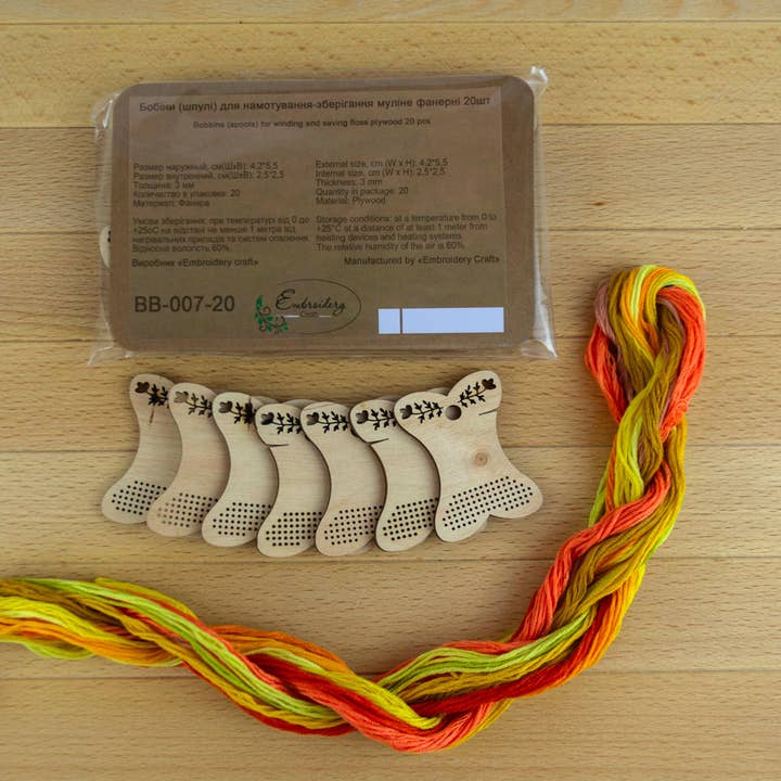 Embroidery craft - Wholesale Craft supplies - Wooden floss bobbins for embroidery thread storage BB-0078