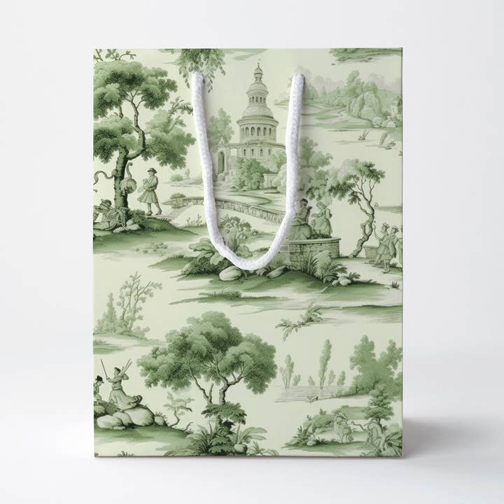 Green Toile Gift Bag for wholesale by JOSIL Paperie & Gift