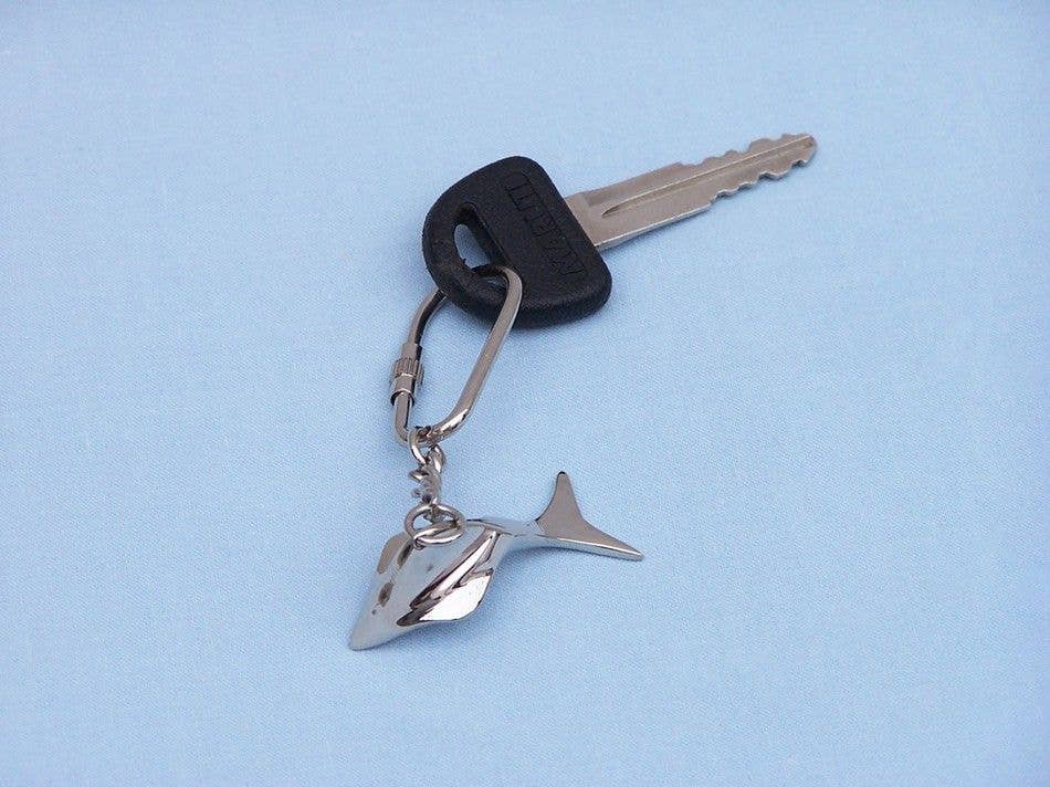 Hampton Nautical - Wholesale Keychain - Unisex - Chrome Dolphin Key Chain 4"1