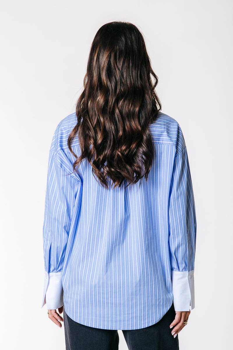 Talia Blouse | White/ Blue for wholesale on Faire3