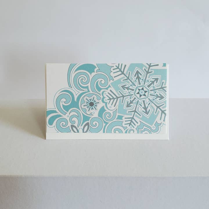 Snowflake Holiday Greeting Card Gift Enclosure Gift Tag for wholesale by Little Green