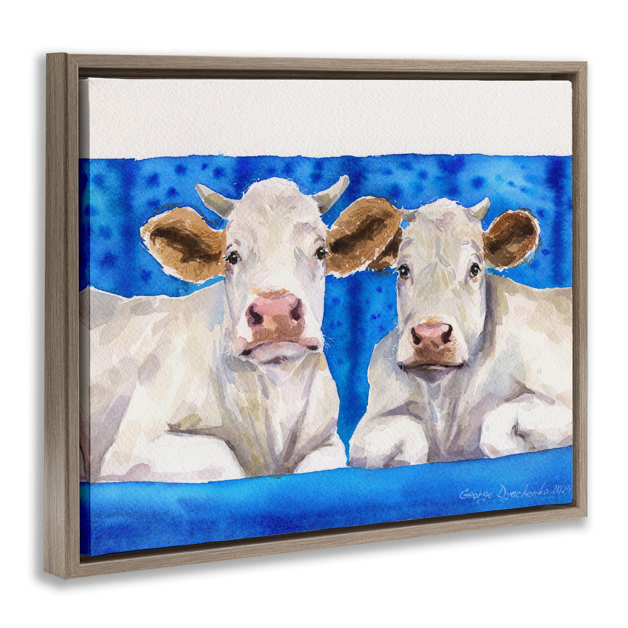 Stupell Industries - Wholesale Wall Sign - Two White Cows on Blue - Framed Wall Art18
