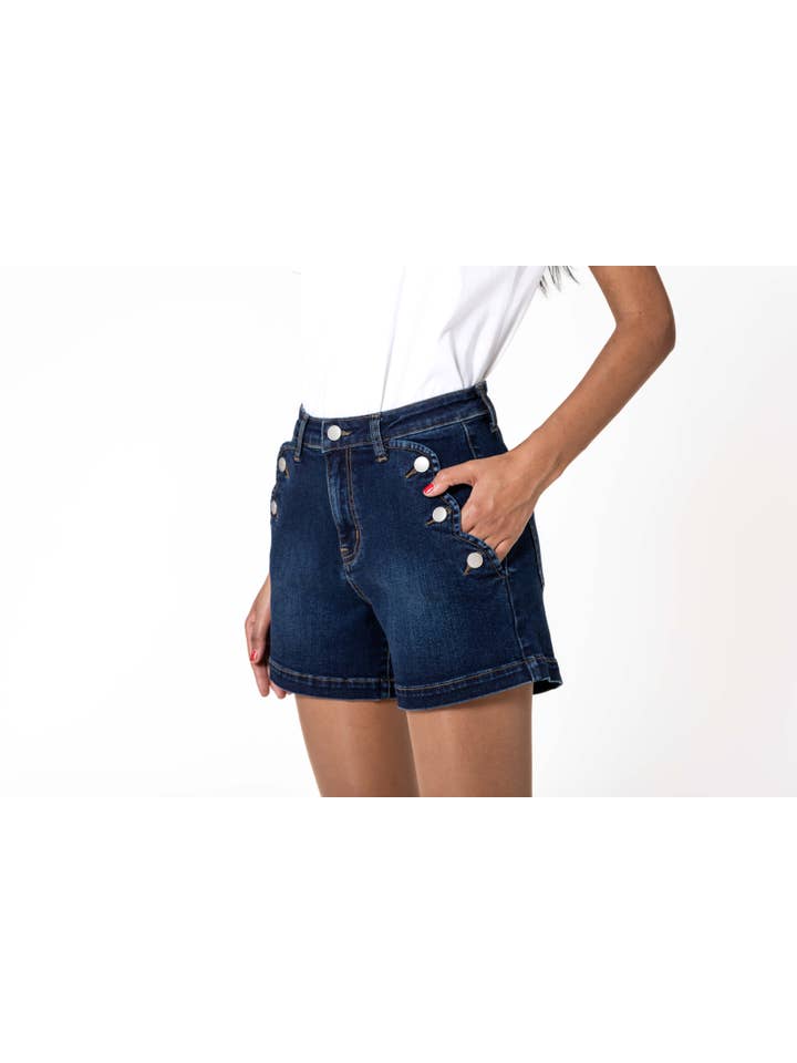 Nina Carter - Wholesale Shorts - Women's - Denim High Waisted Stretch Denim Shorts P20616