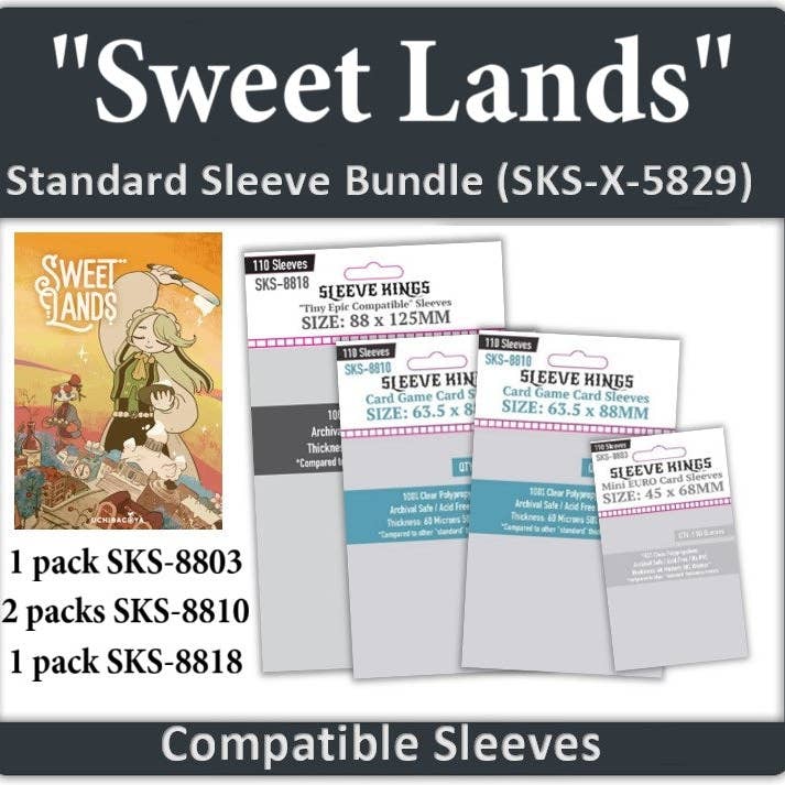 Lot de pochettes de cartes compatibles Sweet Lands (8803 x 1, 8810 x 2, 8818 x 1) pour la vente par Mayday Games