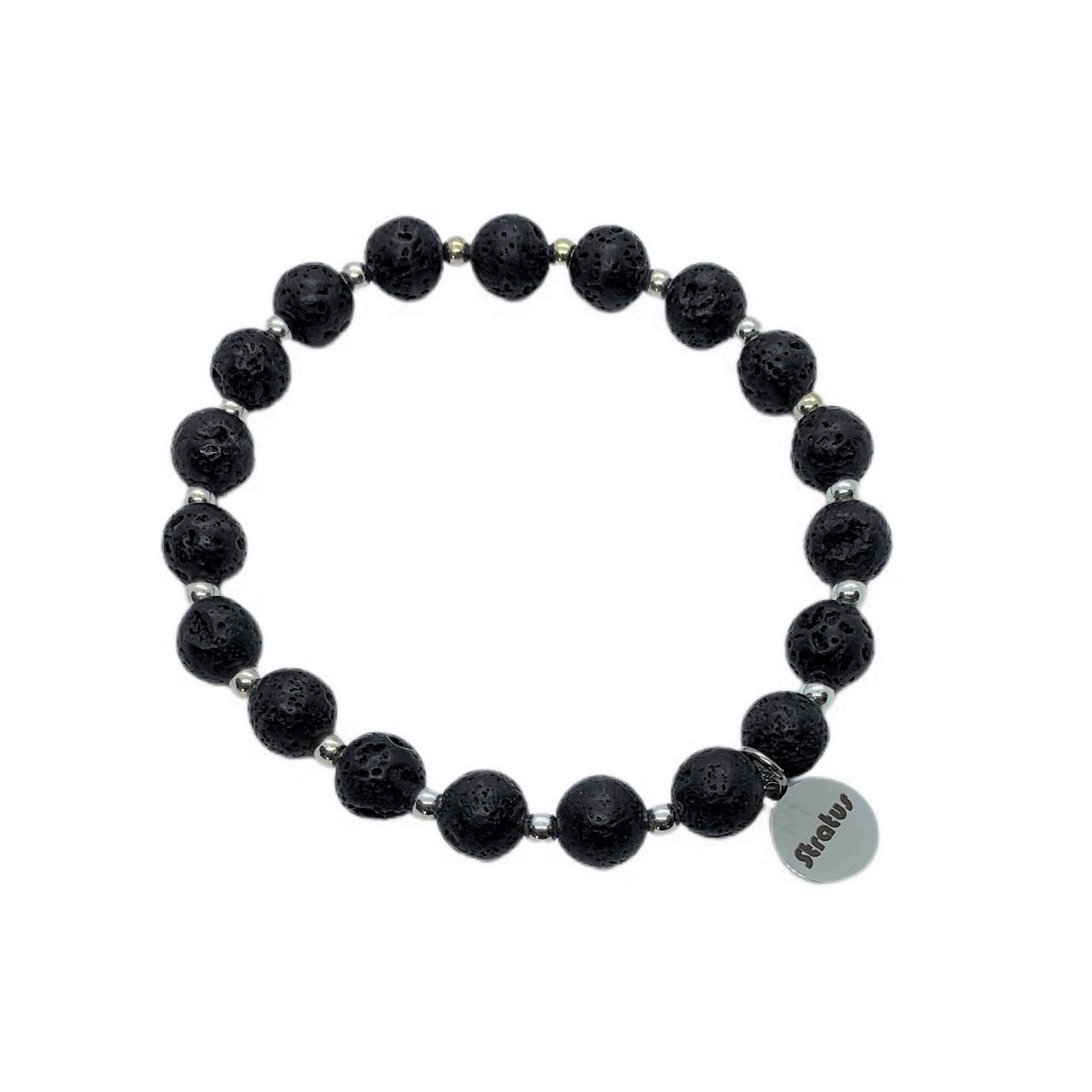 Stratus - Wholesale Beaded Bracelet - Diffuser Lava &  Metal Stretch Beaded Bracelet1