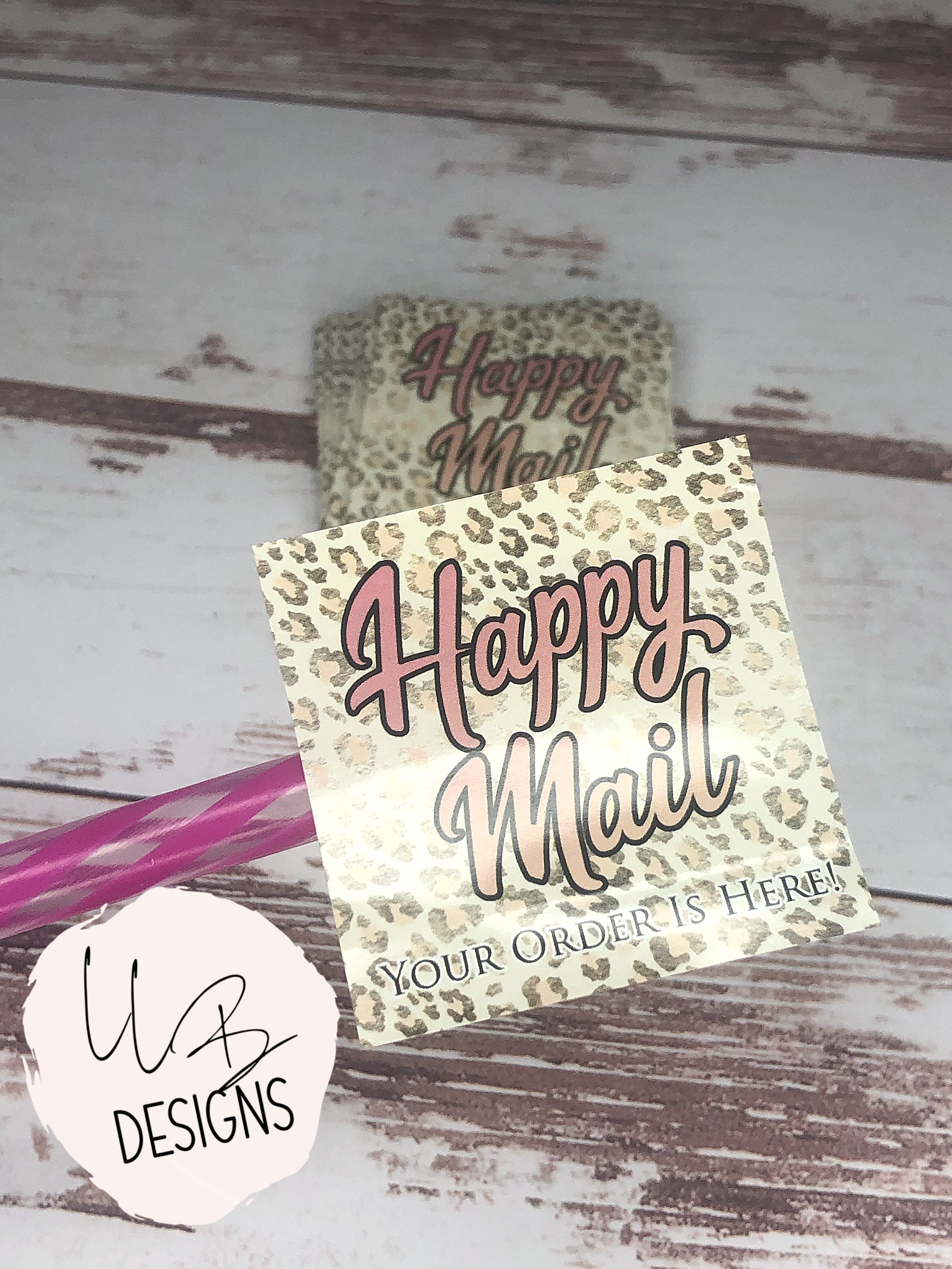 LLB Designs Studio - Vente Autocollant - Autocollant Happy Mail | Autocollants laminés mats à décoller | Autocollants de remerciement | Numéro d'autocollant : 2S001 | Prêt à être expédié0