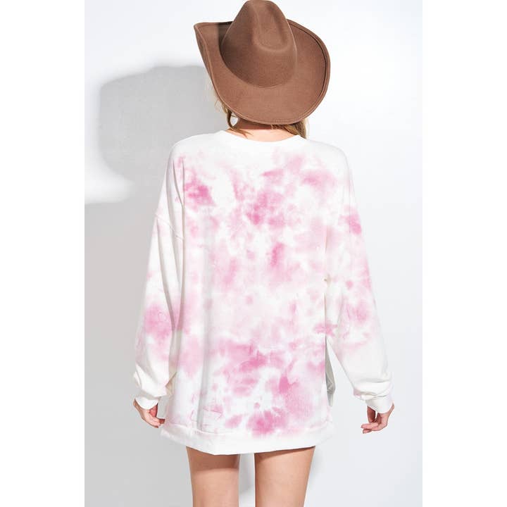 Phil Love – Camisola gráfica - Mulher por atacado – Camisolas Lightning tie dye print tri-blend
