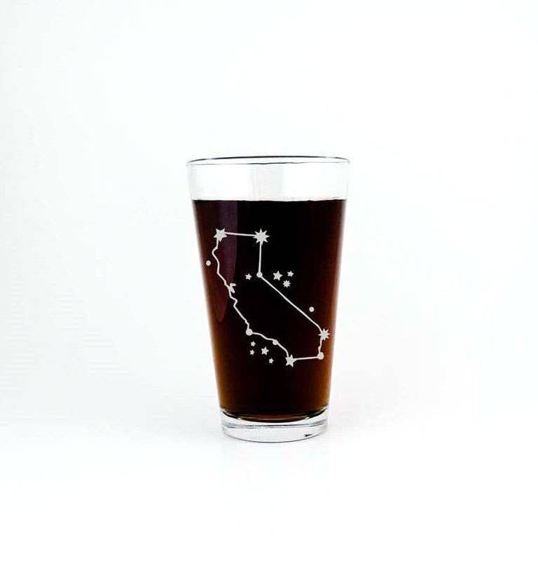 Monster Dance Designs - Vente Verre/chope à bière - Constellation de carte d'État Constellation Gravé Pint Glass2