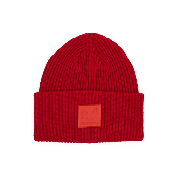 Hana - Wholesale Beanie - Women's - C.C Solid Ribbed Knit Beanie With Rubber Patch11
