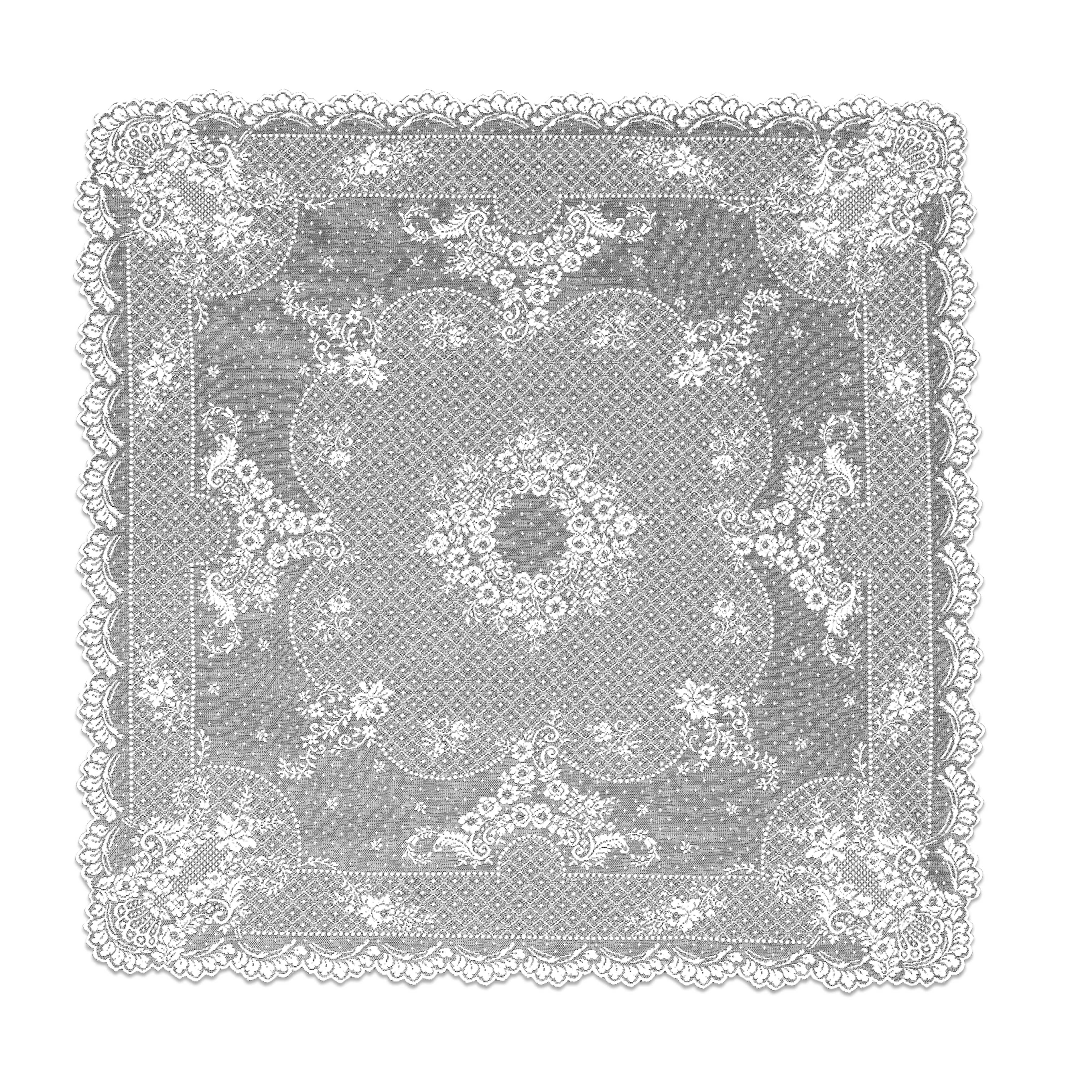 Heritage Lace - Wholesale Tablecloth - Floret 36x36 White Lace Table Topper1