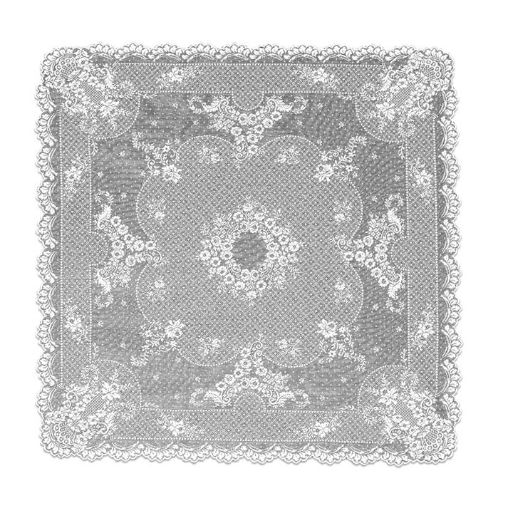 Heritage Lace - Wholesale Tablecloth - Floret 36x36 White Lace Table Topper1