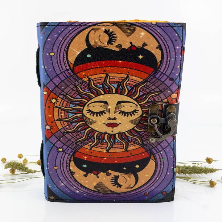 Diario in pelle di capra - Sun Moon Design per la vendita all'ingrosso da parte di Exclusive Art Inc