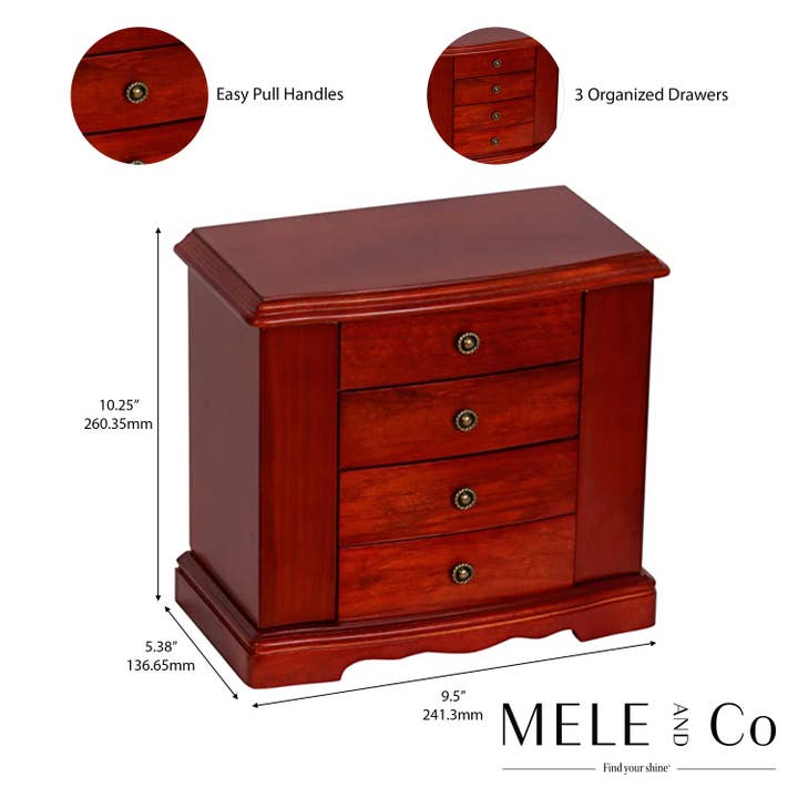 Mele and Co - Wholesale Jewelry Box/Organizer - Mele and Co Harmony Wooden Musical Jewelry Box
