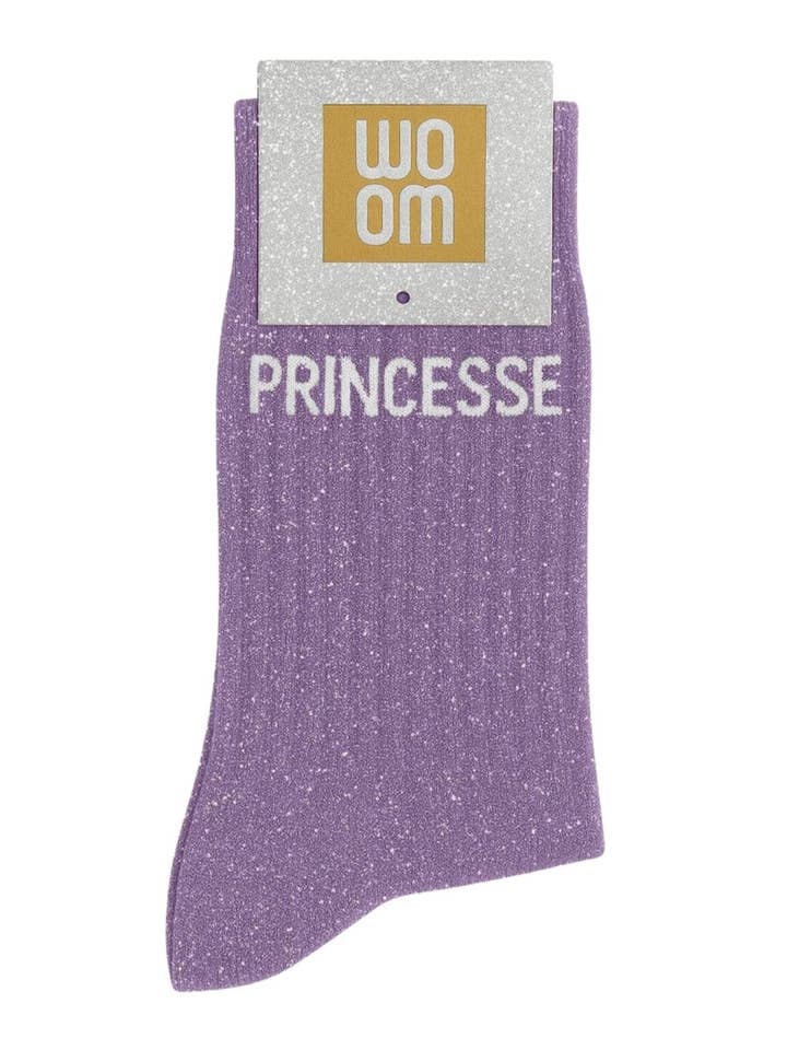 ChoO - Wholesale Socks - Kids - "Princess" Message Glitter Socks Purple