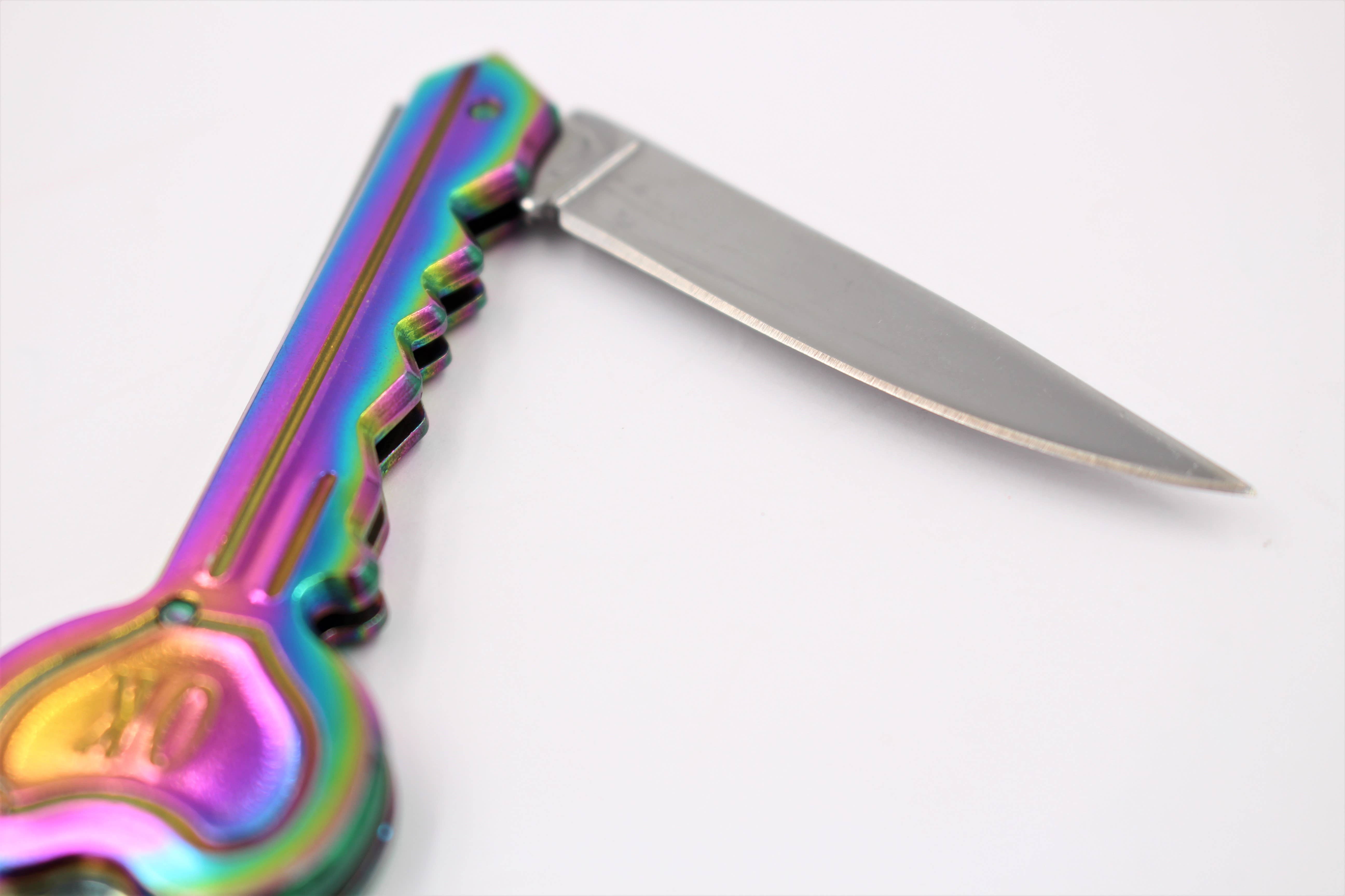 Real Sic - Wholesale Pocket Knife/Holder - Rainbow Knife Keychain – ‘OK’ Utility Pocketknife – 2" Blade4