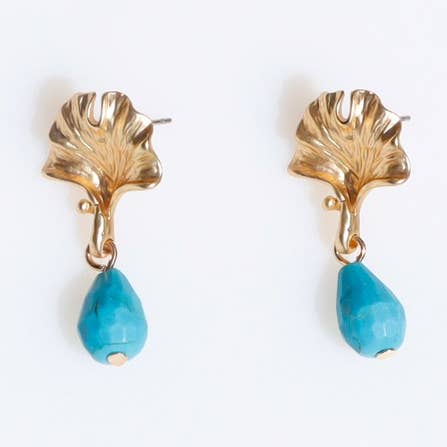 🌿 Pendientes Flor con Gota de Turquesa 💧✨
para venta al por mayor de Domoflor s.l