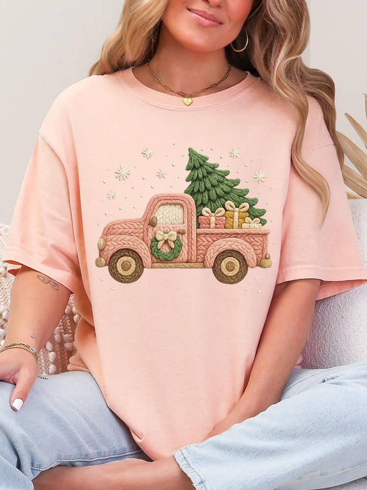 Wholesale Accessory Market - Wholesale Screen Printed T-Shirt - Women's - Faux Yarn Holly Jolly Haul Comfort Colors Adult Ring-Spun Cotton Tee8