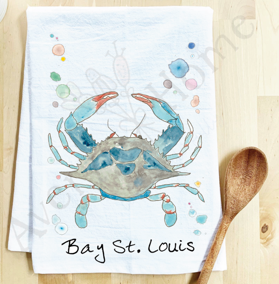 Avery's Home - Wholesale Tea Towel - Blue Crab Ocean Customizable Coastal Tea Towel36