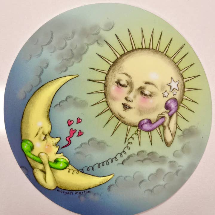 Marybel Martin - Wholesale Sticker - Moon and Sun 3” vinyl sticker by Marybel Martin1