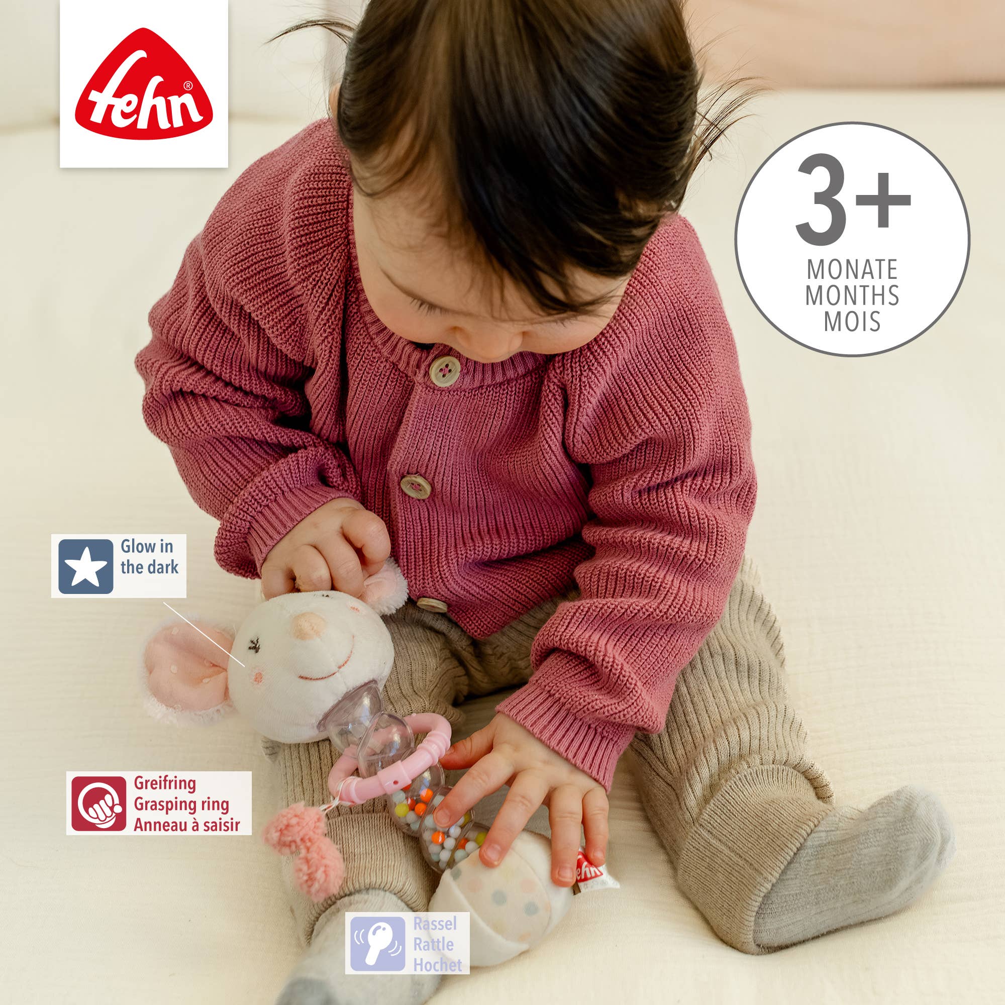 Fehn - Vente Hochet mobile – bébé - Souris Rainmaker - jouet de motricité et bâton à hochet2