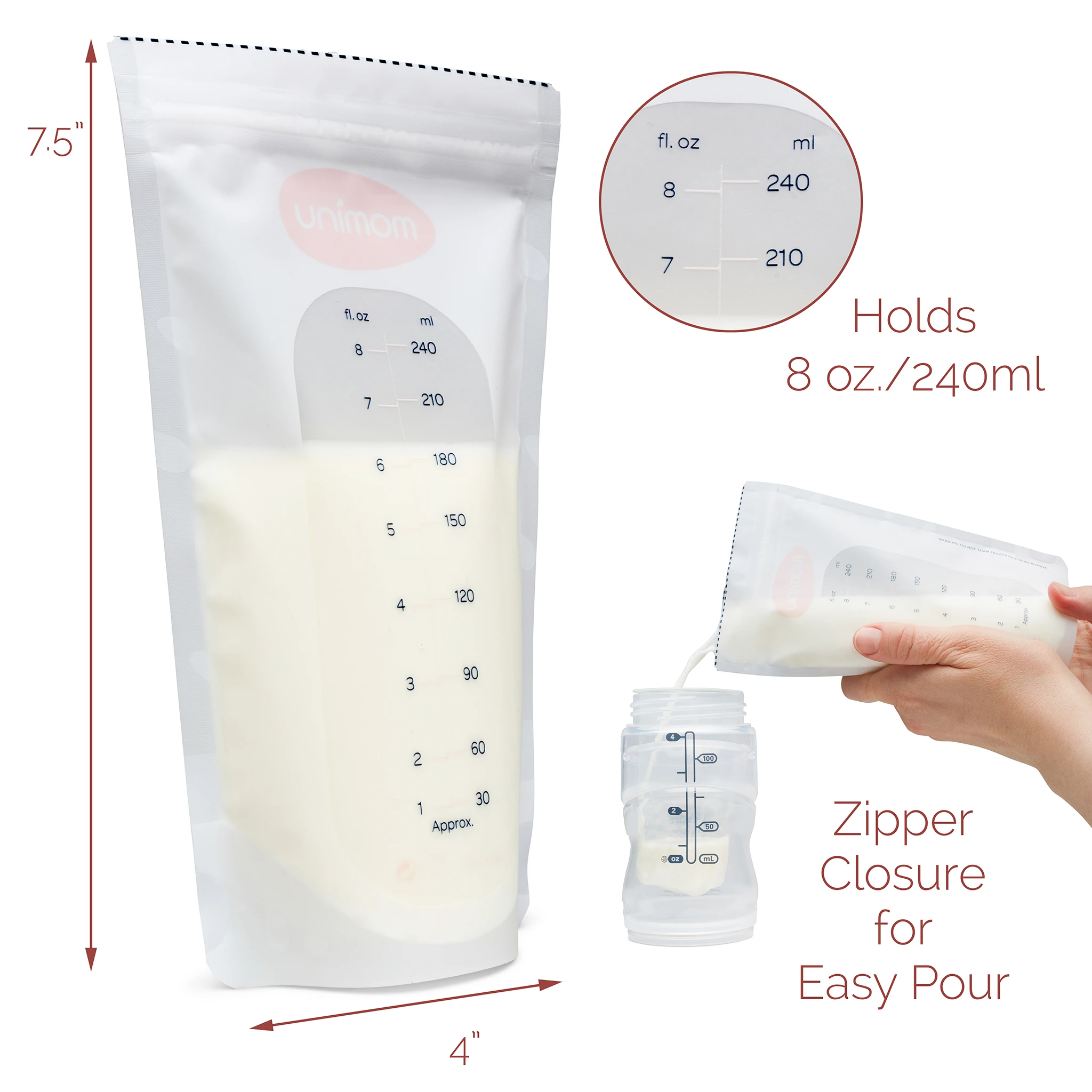 Unimom - Wholesale Milk/Juice Bottle - 50 Matte Design Breast Milk Storage Bags9