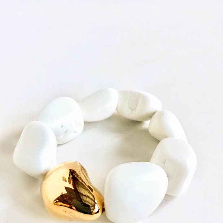 Eco-Resin Casted Stone Seti Bracelet with SIlver or Gold for wholesale by Belart Fair Trade