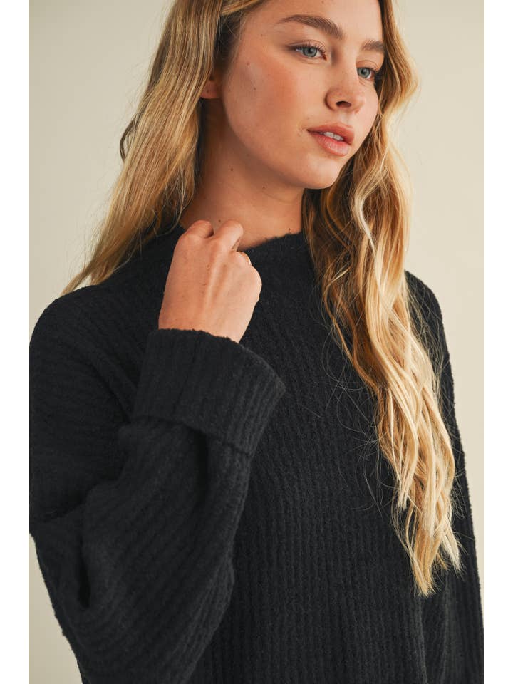 Mustard Seed - Wholesale Knit Sweater - Women's - MOCK NECK OVERSIZED SWEATER TOP10