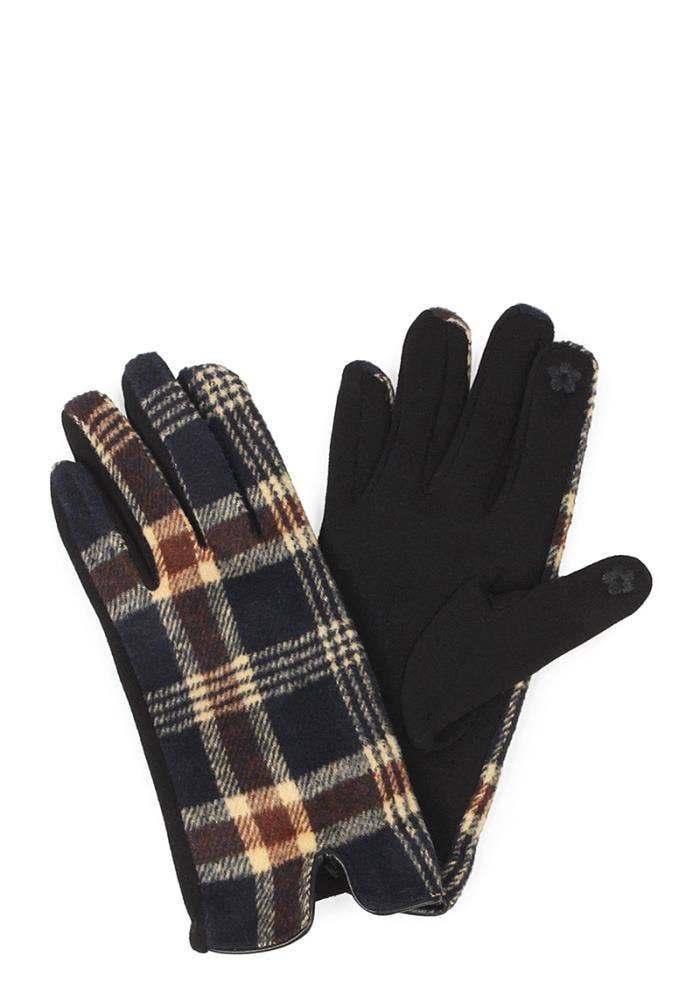 anbfashion - Wholesale Gloves - Women's - SMART TOUCH PLAID TWO TONE GLOVES1