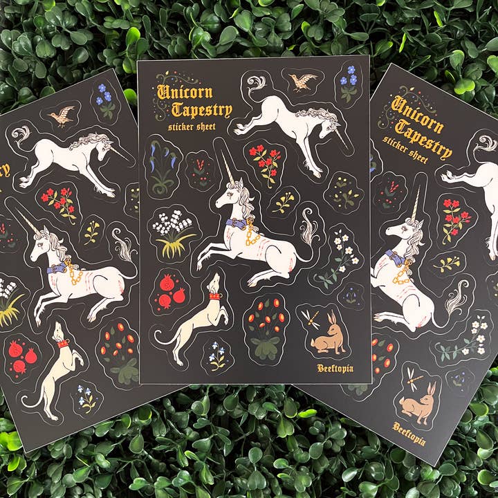 Beeftopia - Wholesale Sticker - Unicorn Tapestry Medieval Waterproof Vinyl Sticker Sheet4