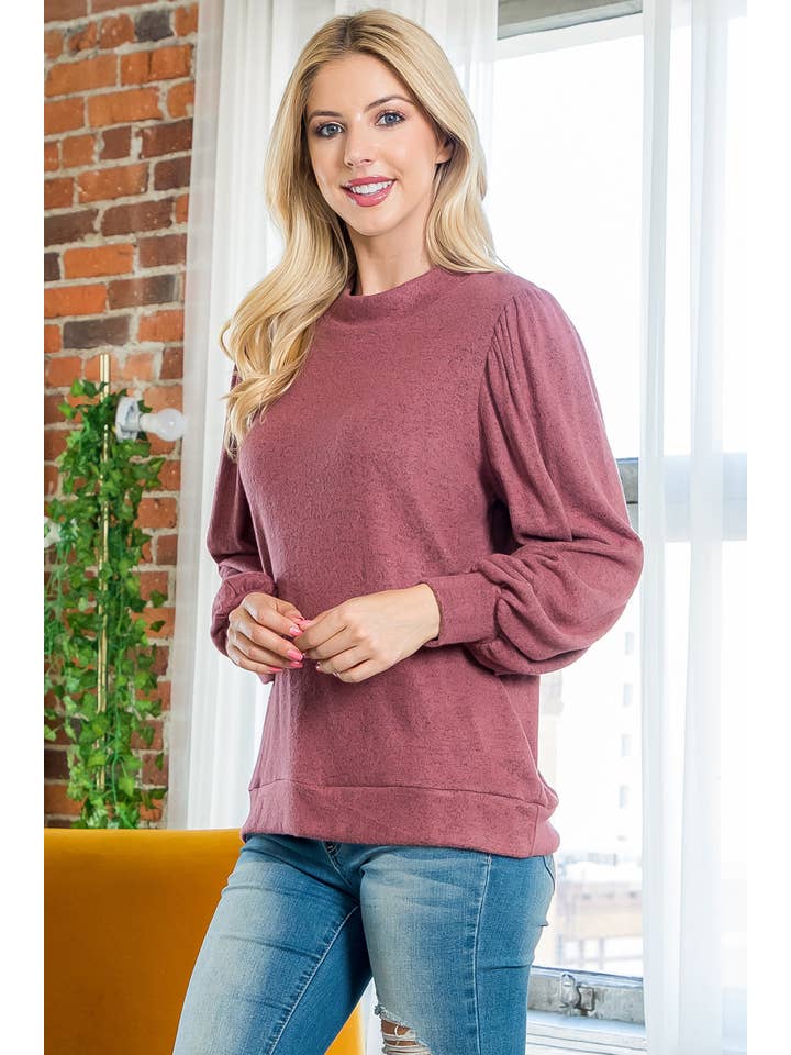 You & Me - Vente Haut en maille – femme - VENTE ! ! ! PPT21143 - HAUT À MANCHES BOUFFANTES À COL ROND - ANTHRACITE14