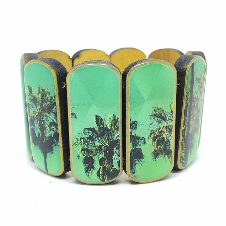 Statement Holzarmband Breit Palme für den Großhandel von Escapulario