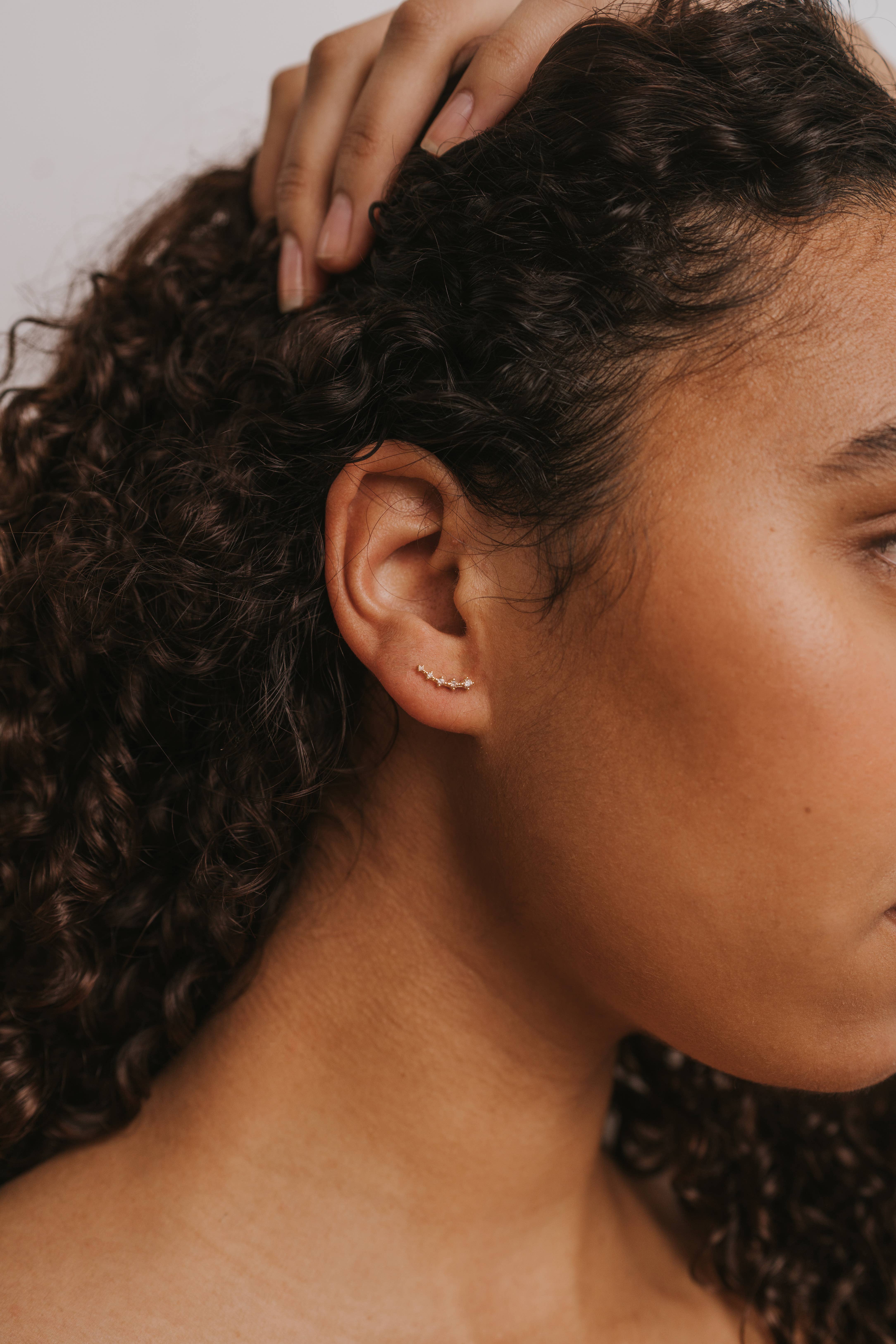 JaxKelly – wholesale Stud/post earrings – Crawler - Champagne CZ - Gold Earrings3