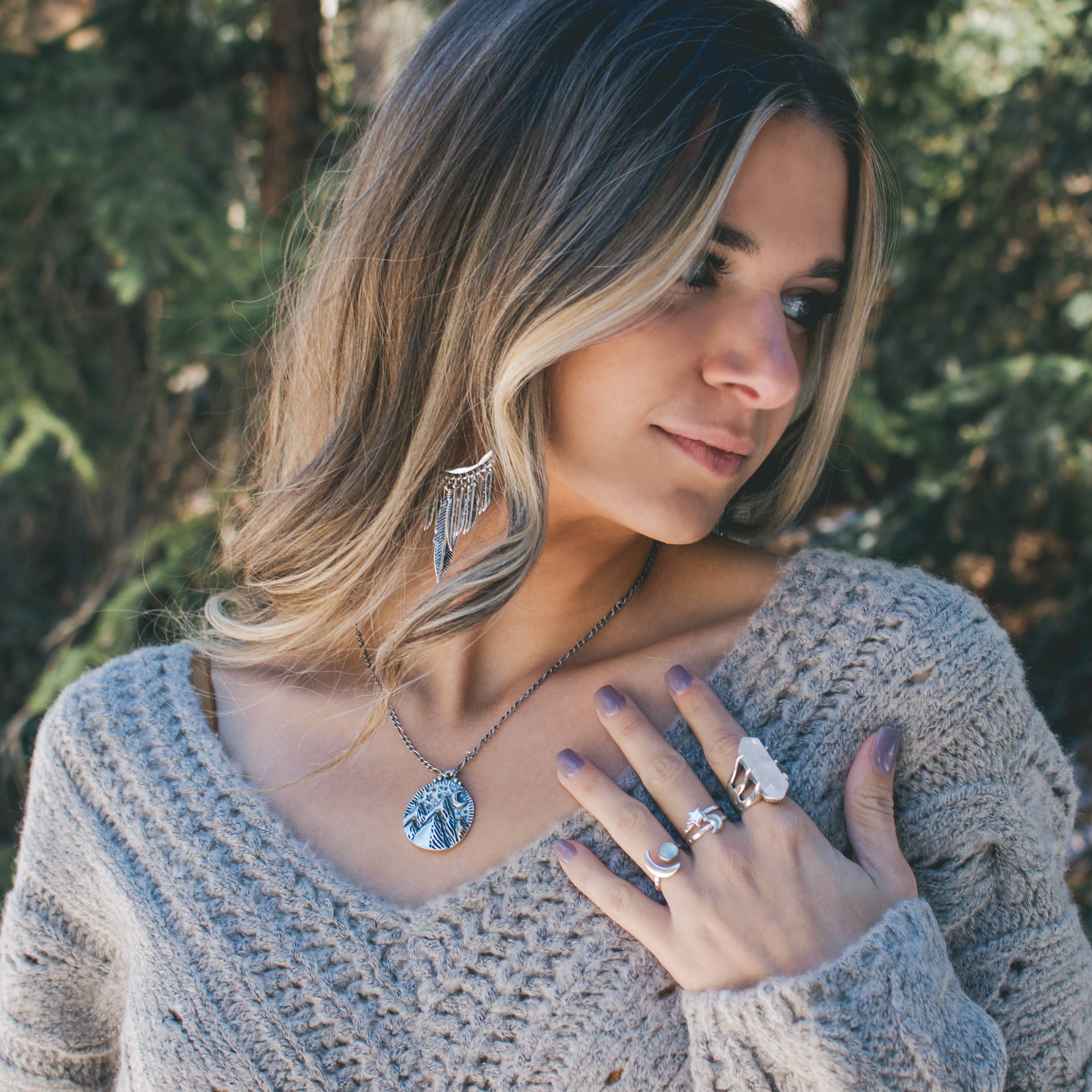 Hiouchi Jewels | Rose & Bolt Grateful Dead Jewelry - Wholesale Cocktail/Statement Ring - Crystal Talon Ring | Silver / Quartz5