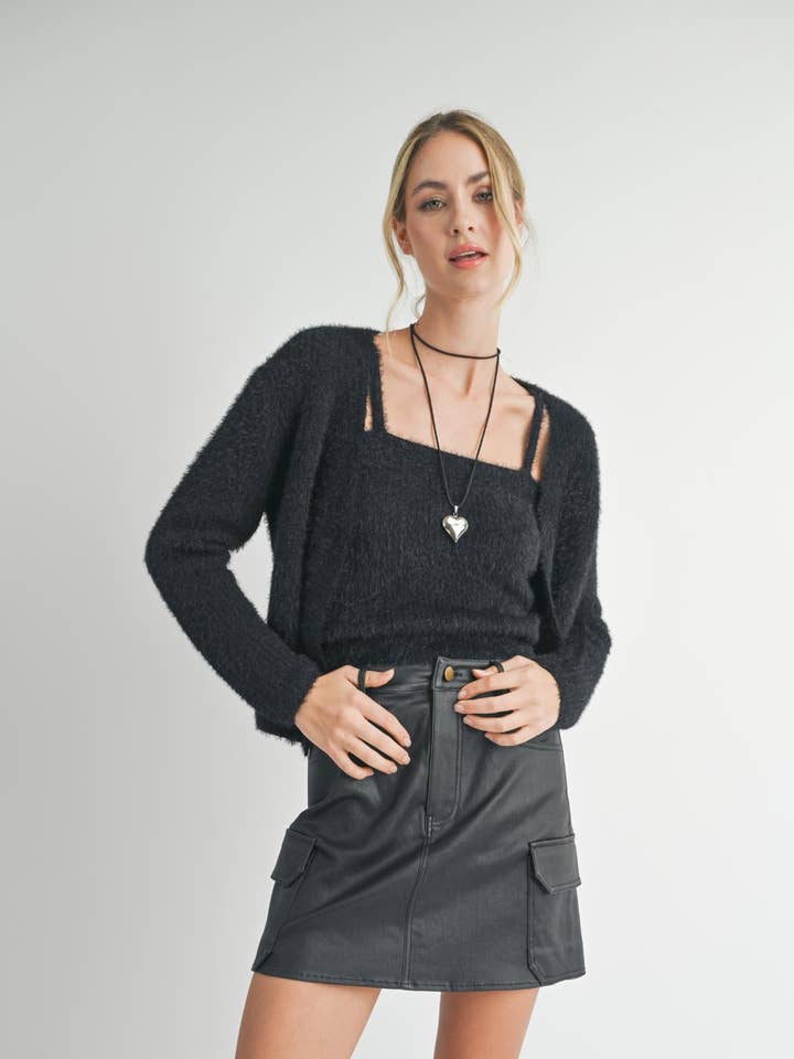 Payton Cardi Sweatersæt: SORT for engroshandel hos Sadie & Sage