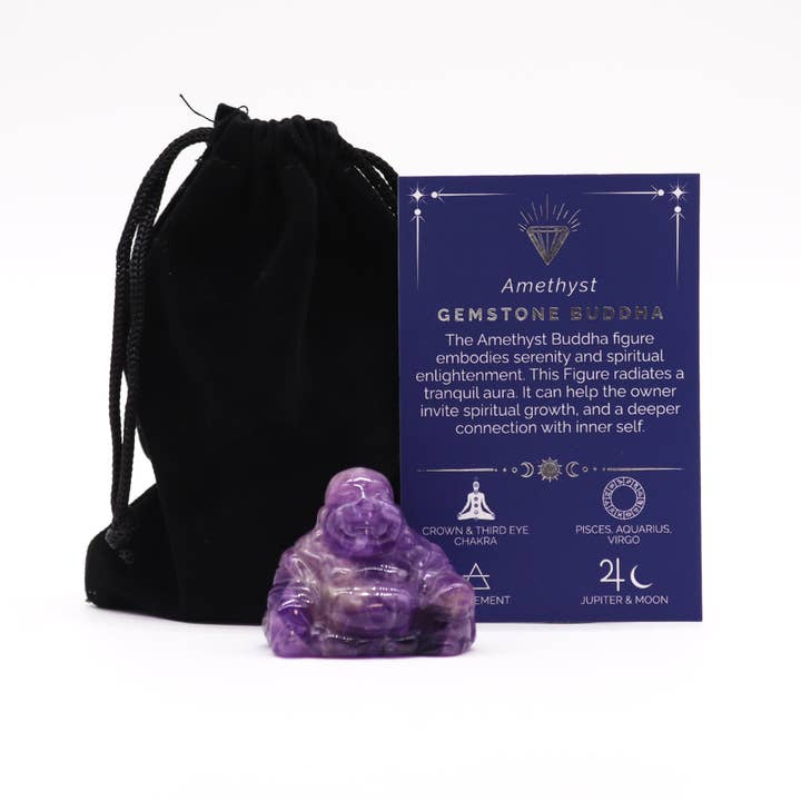 Gemstone Small Buddha - Amethyst 35x40x23mm for wholesale by Ancient Wisdom