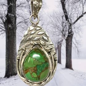 TURQUESA MOJAVE VERDE - Sabedoria de Pensamento Positivo e Felicidade! por atacado de World Gems Jewelry LLC