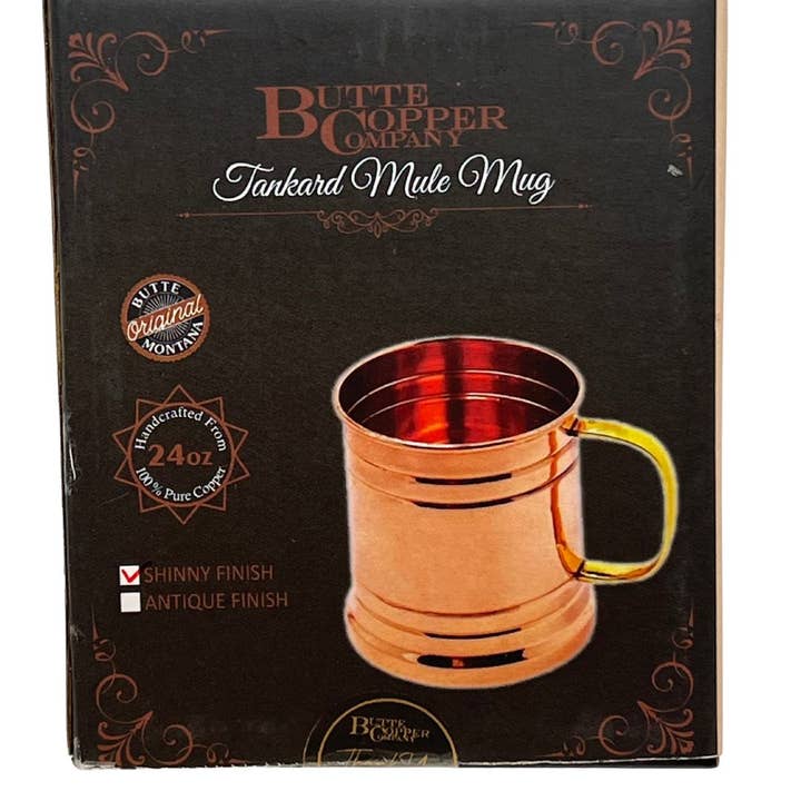 Butte Copper Company - Wholesale Beer Glass/Mug - Shiny Copper Tankard 22oz.